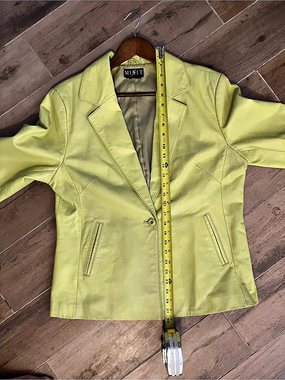 MIXIT Women's Light Green Leather Blazer Jacket Like New - Picture 6 of 14